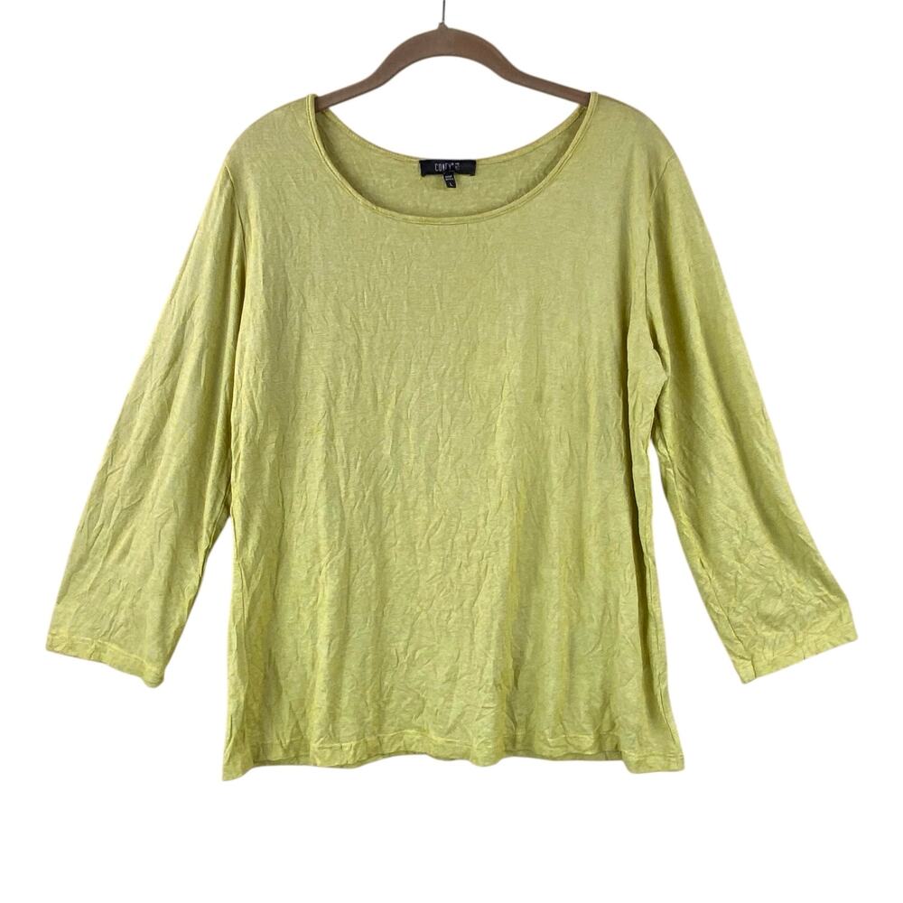 Comfy USA T-Shirt Size L Light Green Striped Crinkle Art To Wear